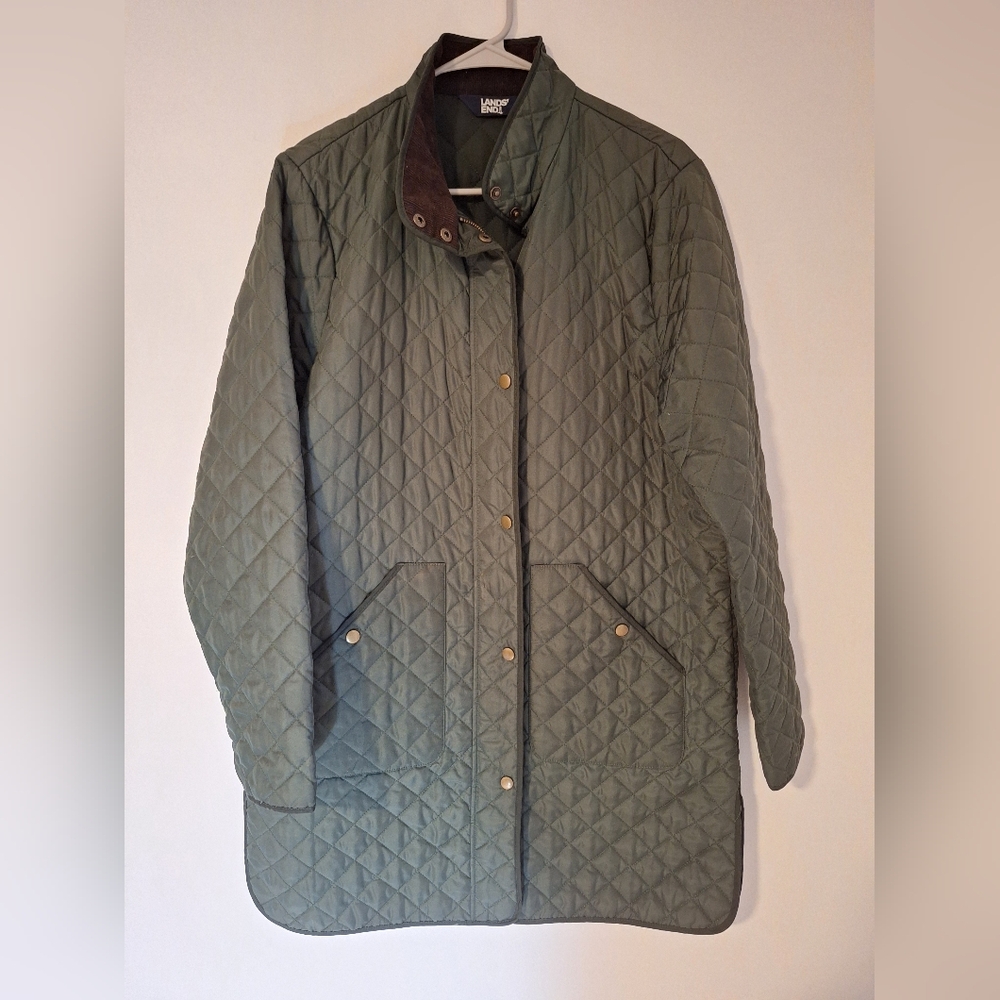 Lands End Women's Quilted Green Jacket Size Large Tall